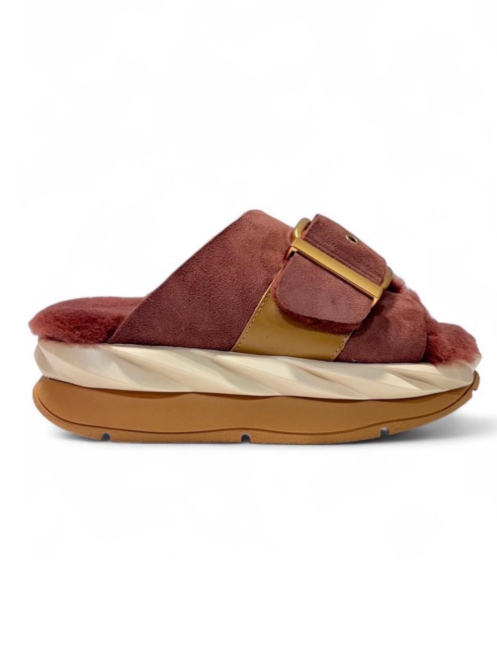 MELLOW LAZE ROSE Shearling Slides - Picture 2 of 8